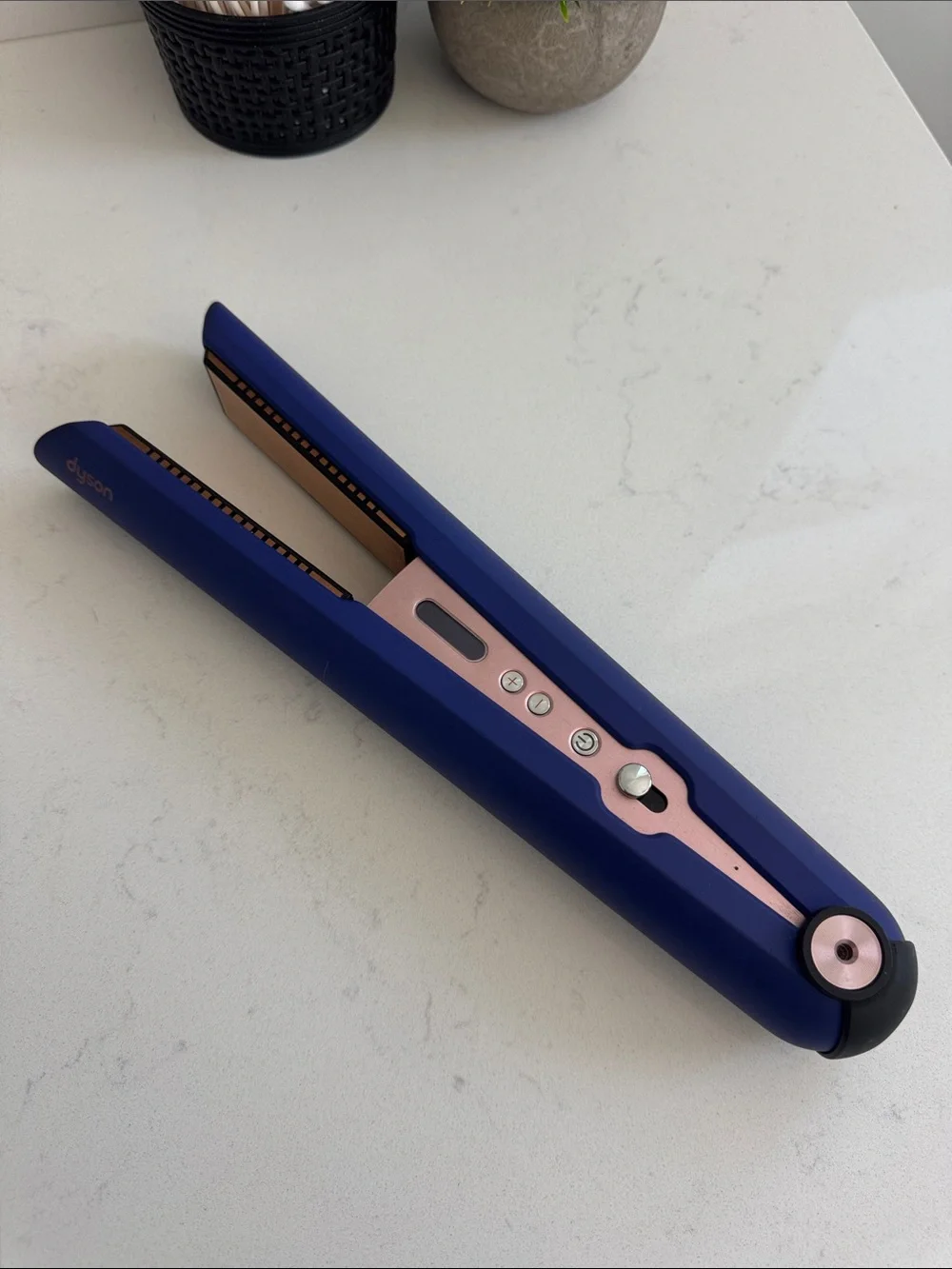 LIKE NEW Dyson Corrale Hair Straightener - Deep Blue with Rose Metallic Accents